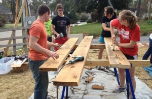 teenagers building something