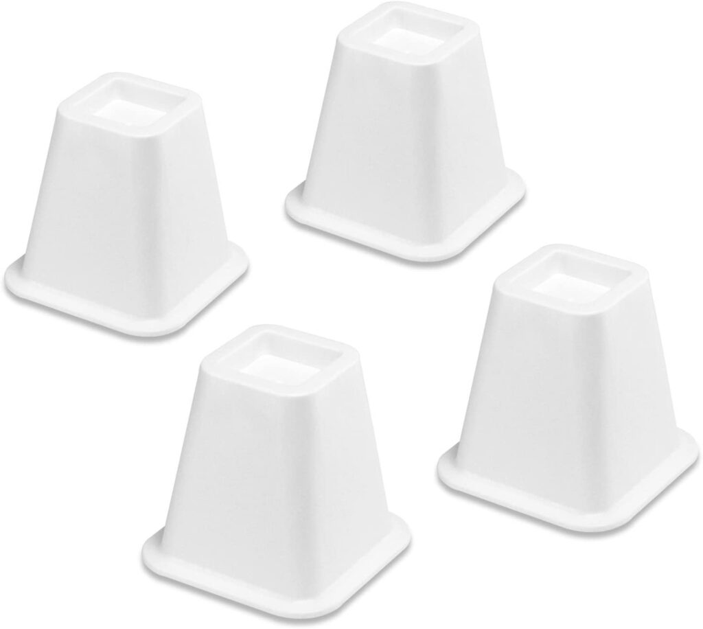 white bed risers for dorm rooms