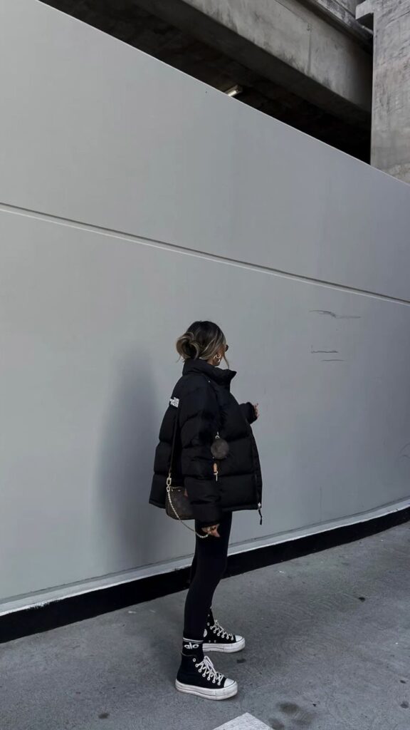 black puffer jacket outfit for funeral
