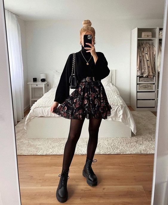 black floral skirt