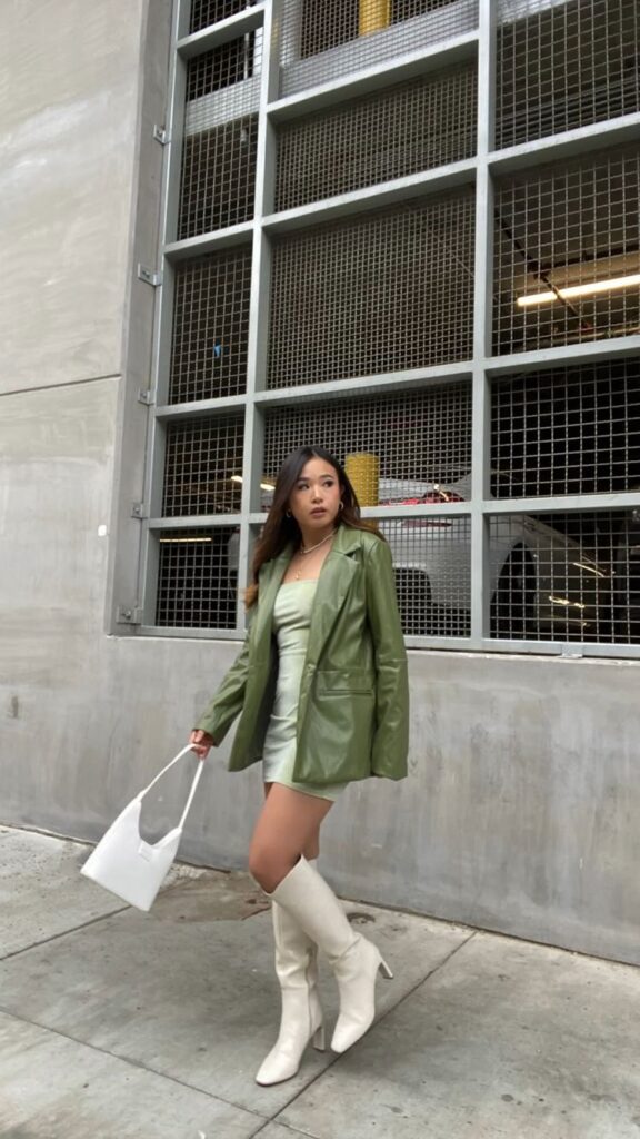 green pleather blazer for girls