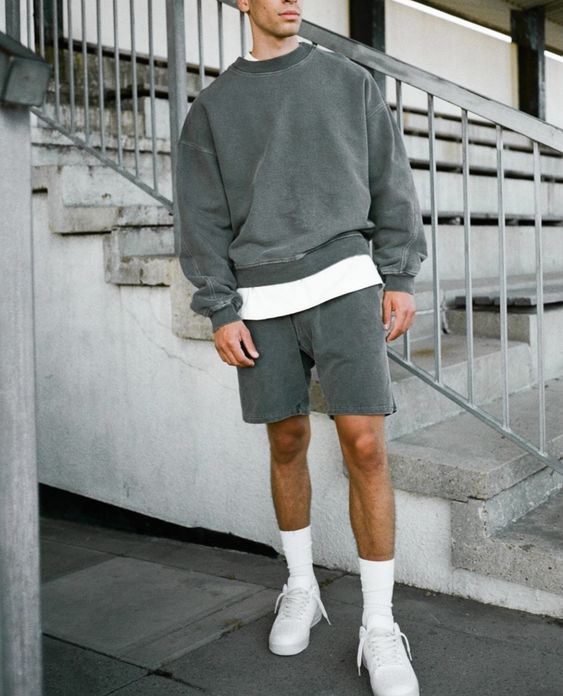 all grey outfit with Air Force 1s