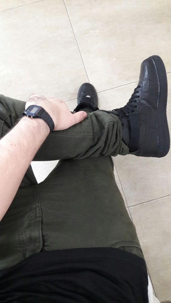 black Air Force 1 high top outfit
