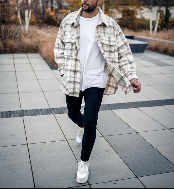 checkered shacket for men