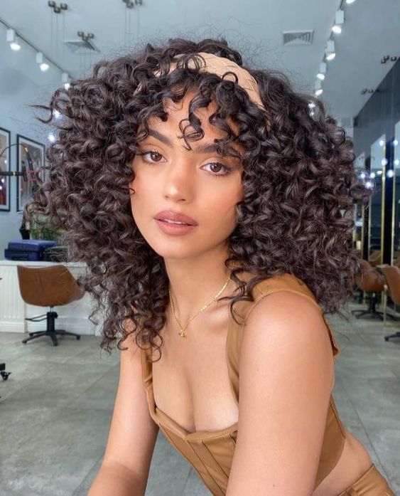 long curly black hair medium length