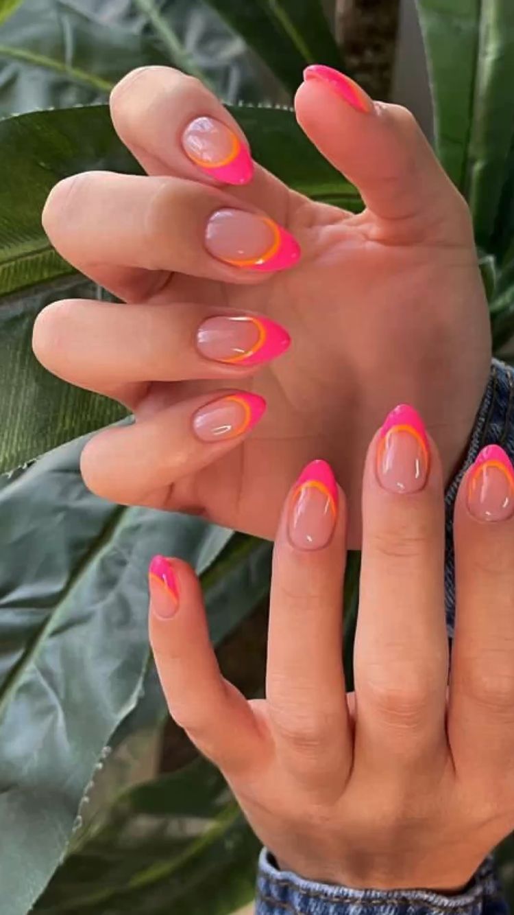 Teenage red and pink nails