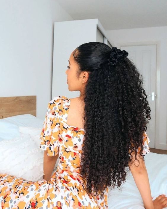 long thick curly black hair