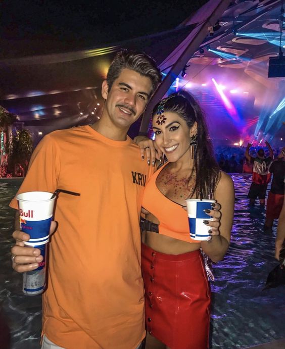 orange Couples rave outfits 