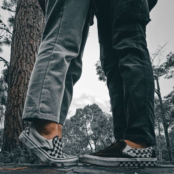 footwear black and white for two people