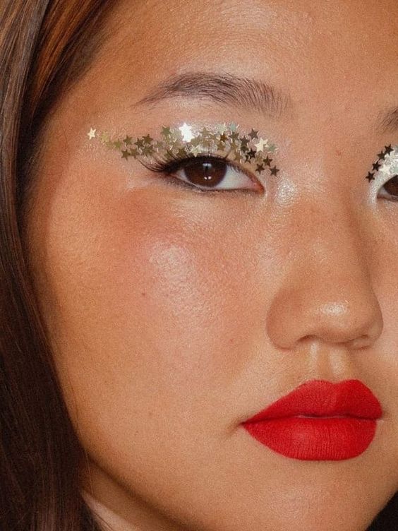 Red, white, blue makeup
