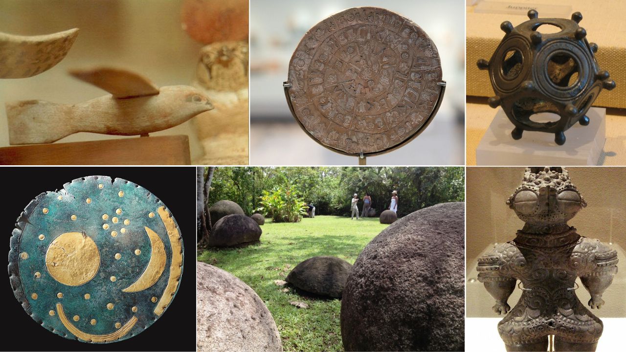 From Antikythera gears to Roman dodecahedra, ten artifacts list dates, find spots, and leading theories, showing evidence while mysteries persist.