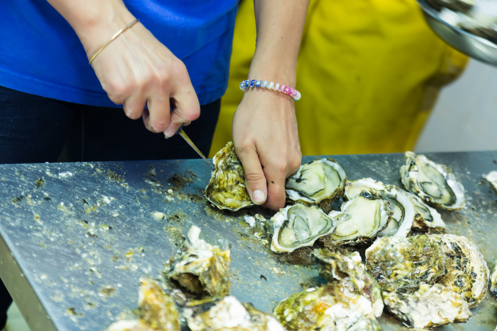 Oyster Shucking on Tomales Bay, California