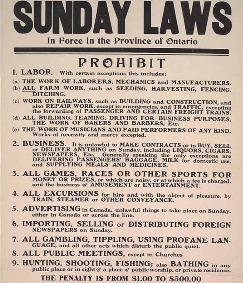 Blue Laws in Connecticut (1650s)