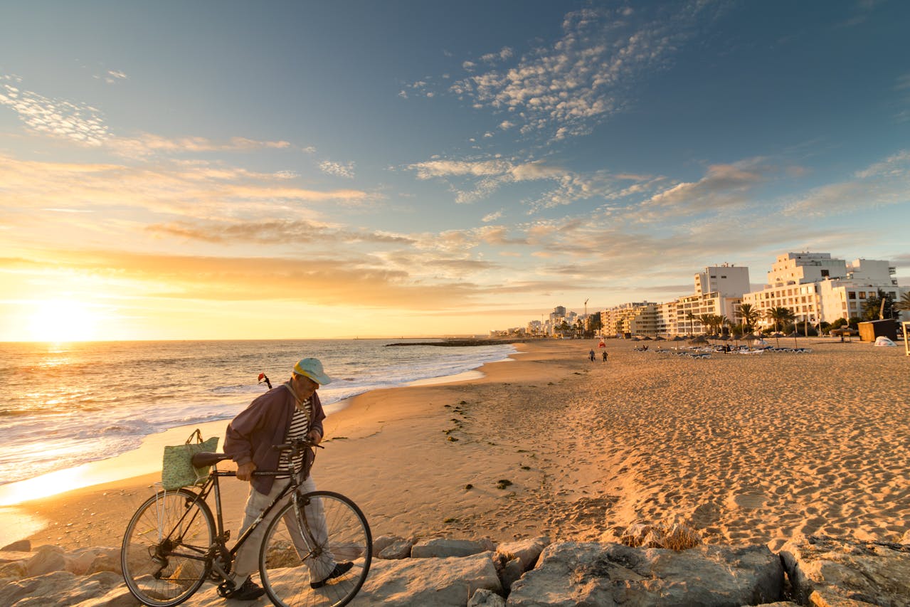 Coastal Boardwalk Town With Bikes