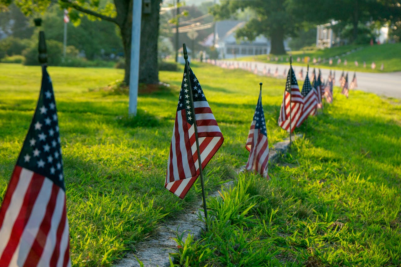 The U.S. Flag And Service Banners