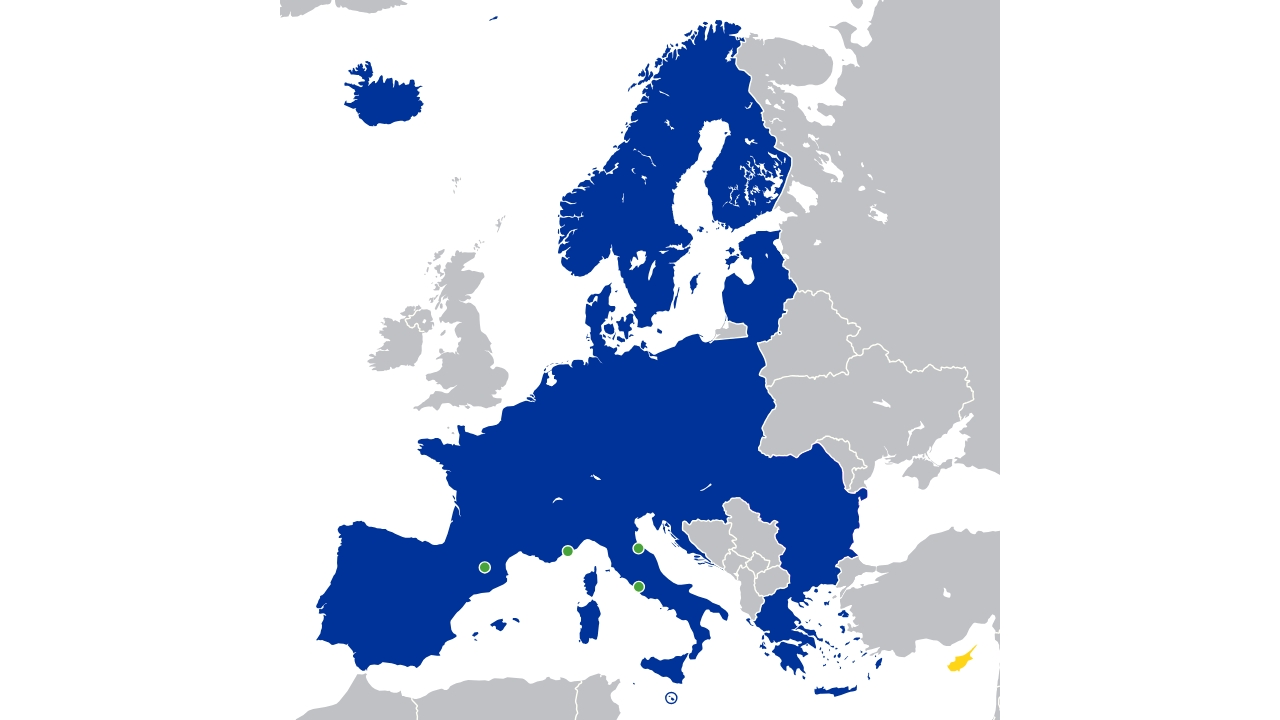 Map of the Schengen Area