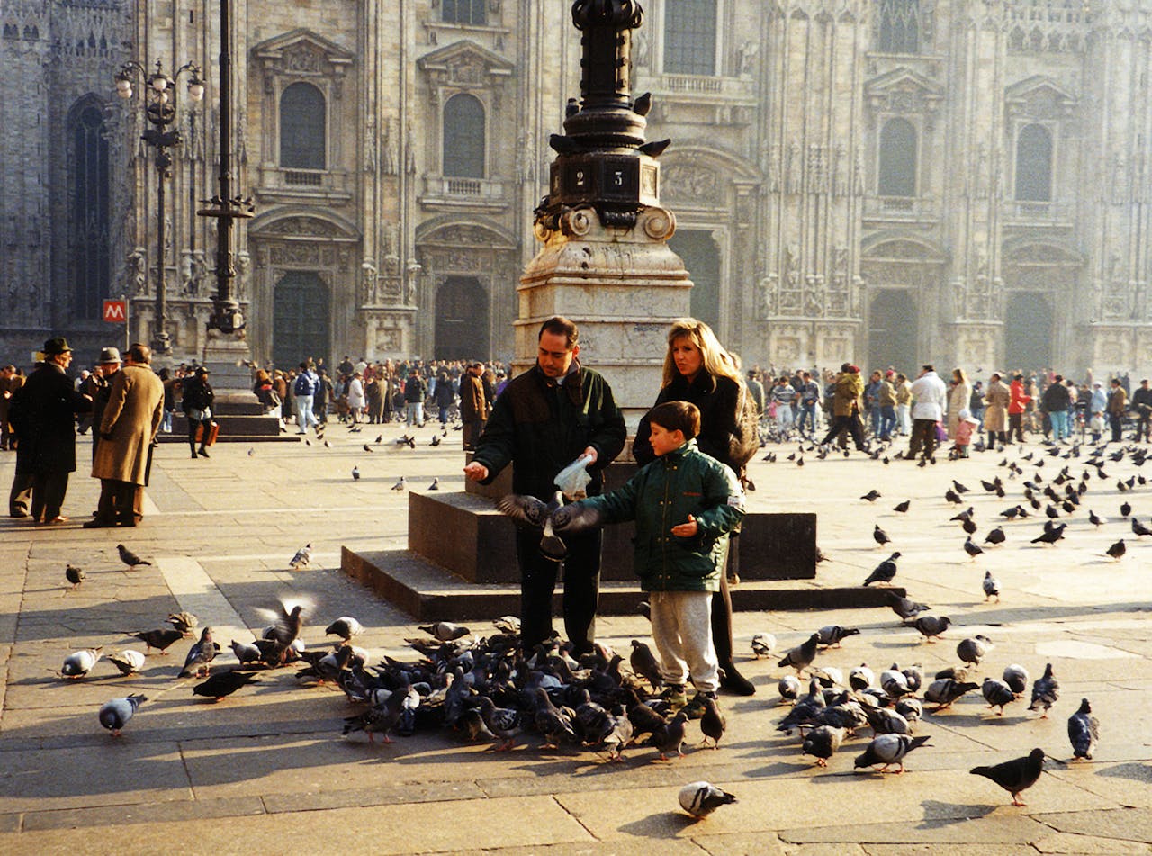 Feeding Pigeons in Venice, Italy