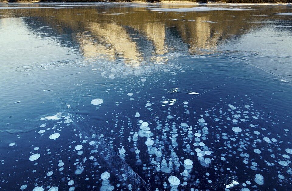 Abraham Lake’s Frozen Methane Bubbles