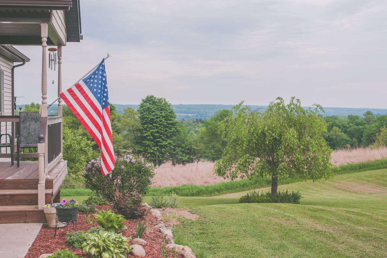 Flags On Front Porches