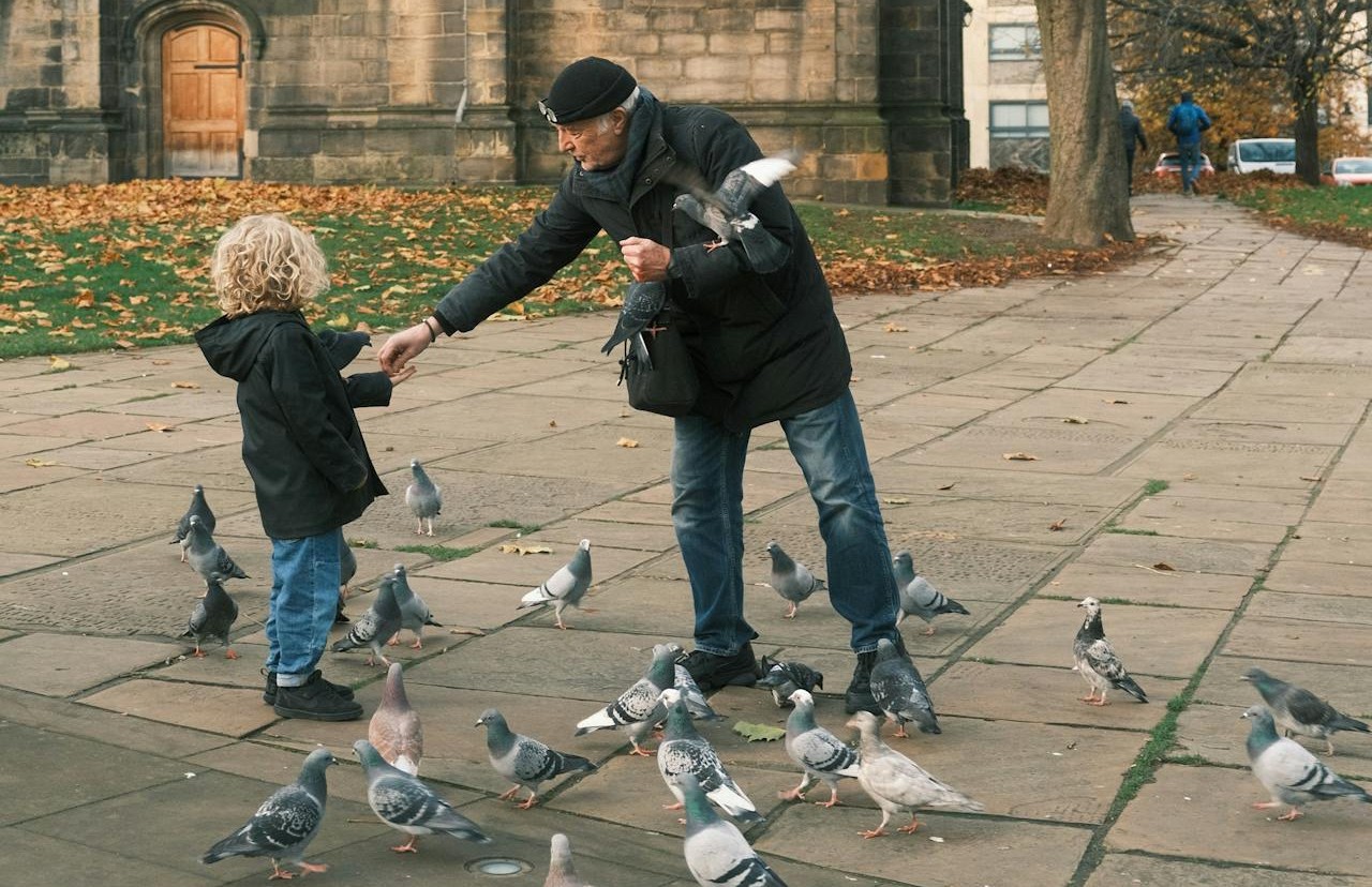 Feeding Pigeons In Venice