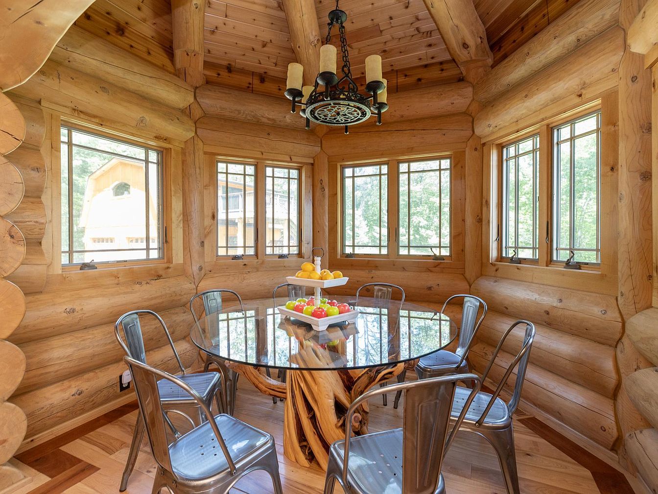 Dining nook with driftwood table