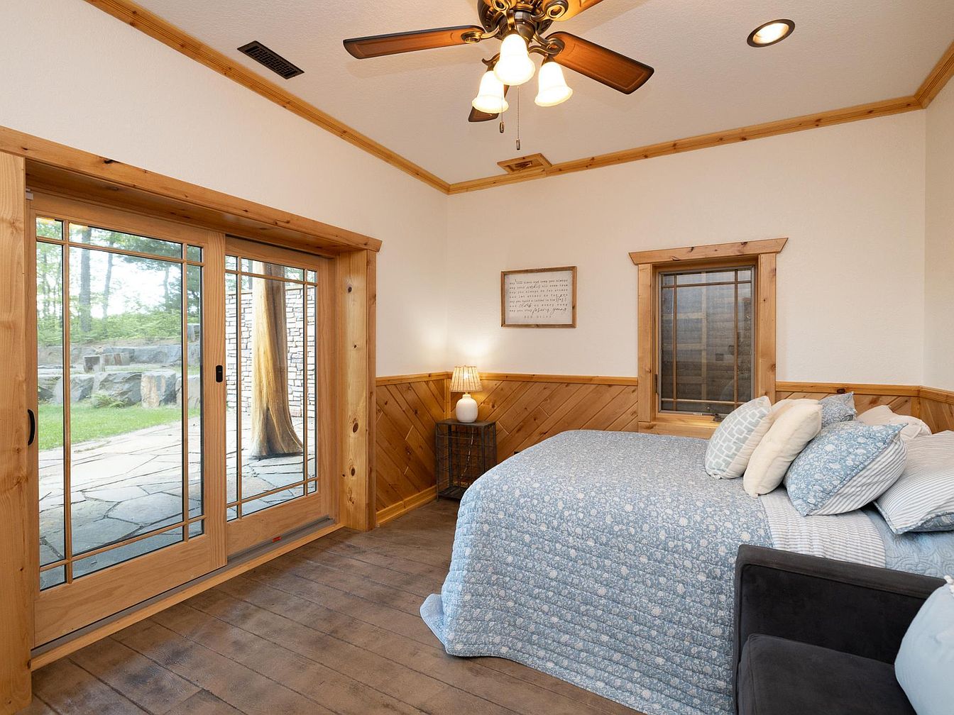 Master bedroom retreat with blue accents