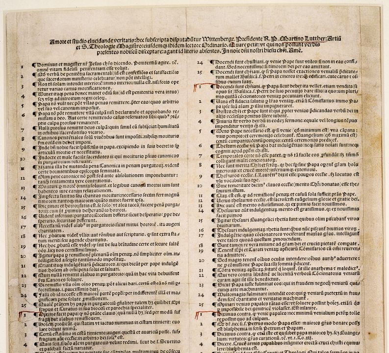 Martin Luther’s Letter With The Ninety-Five Theses