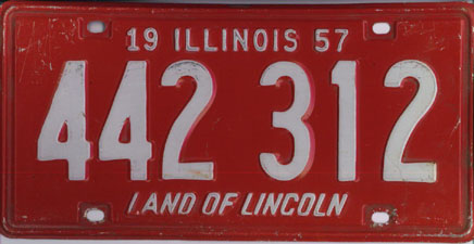 Illinois_1957_license_plate_-_Number_442_312