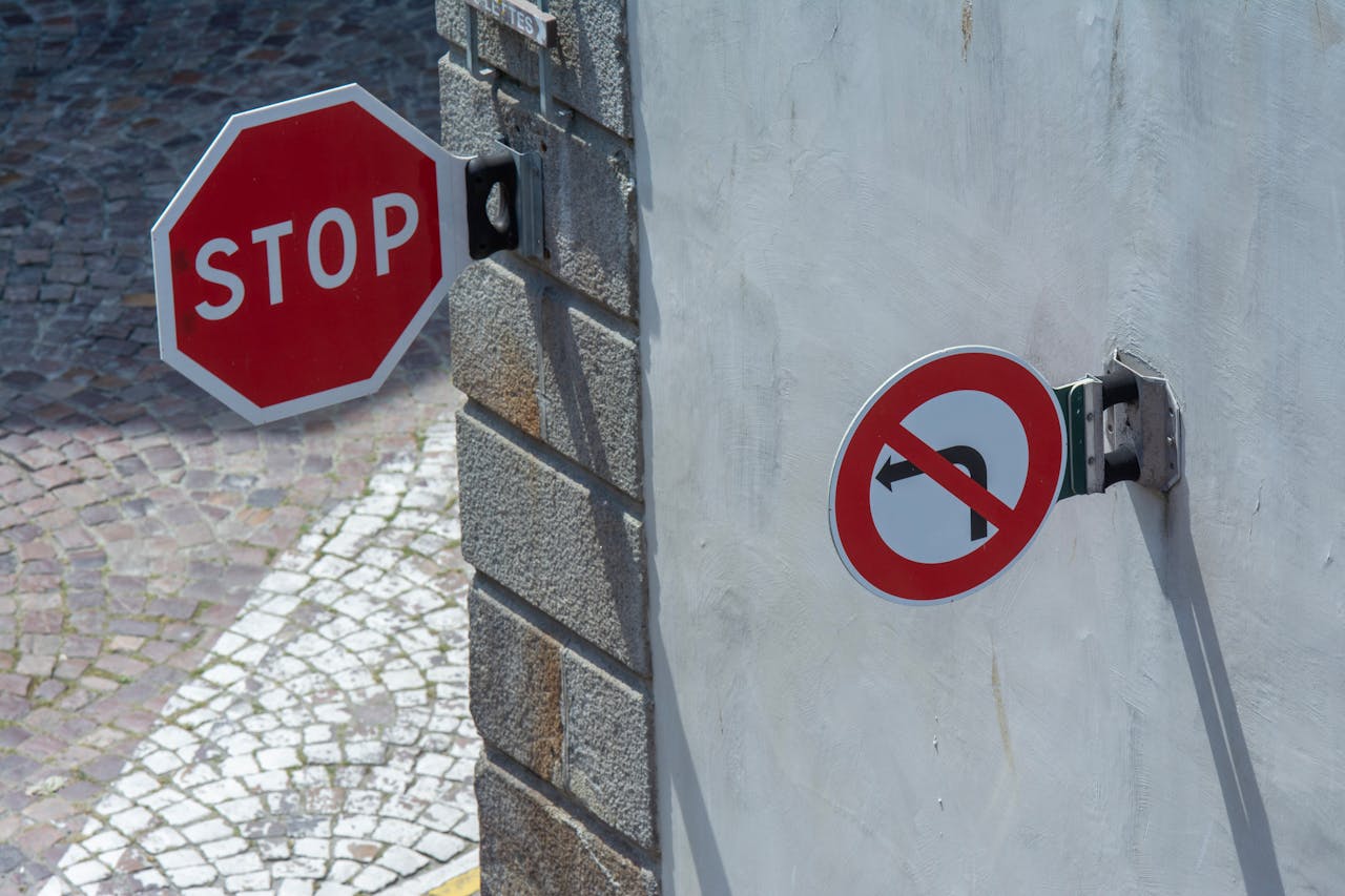 No turn signs